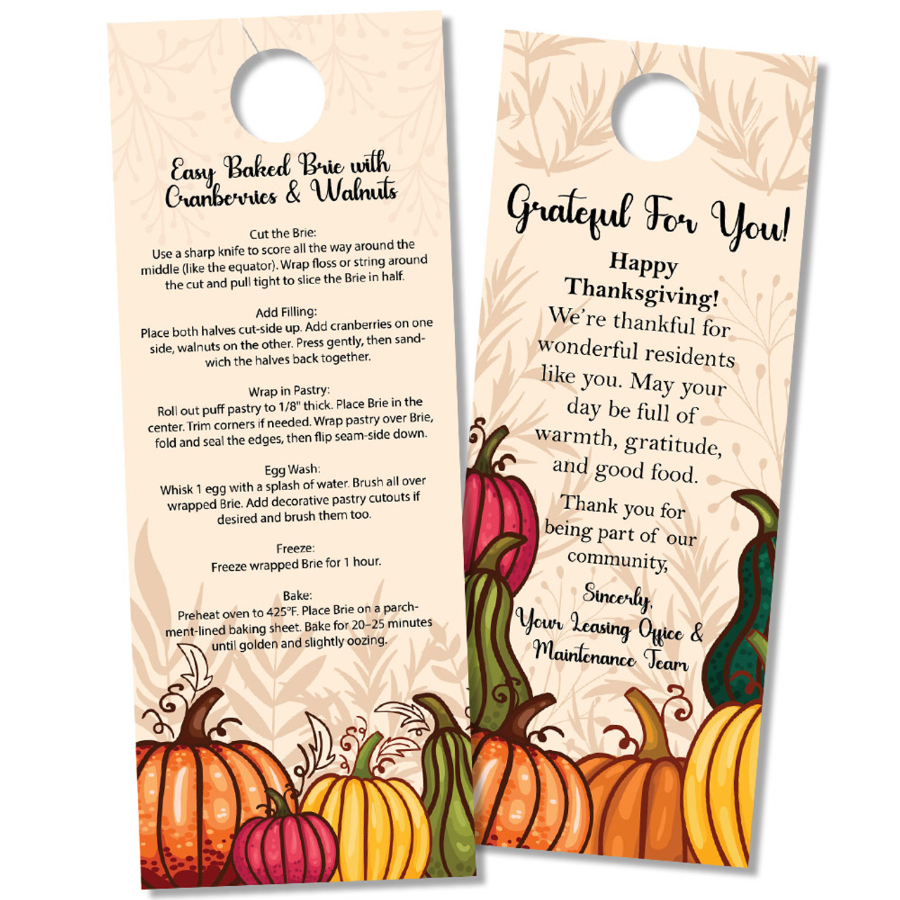 Thanksgiving Recipe Door Hanger