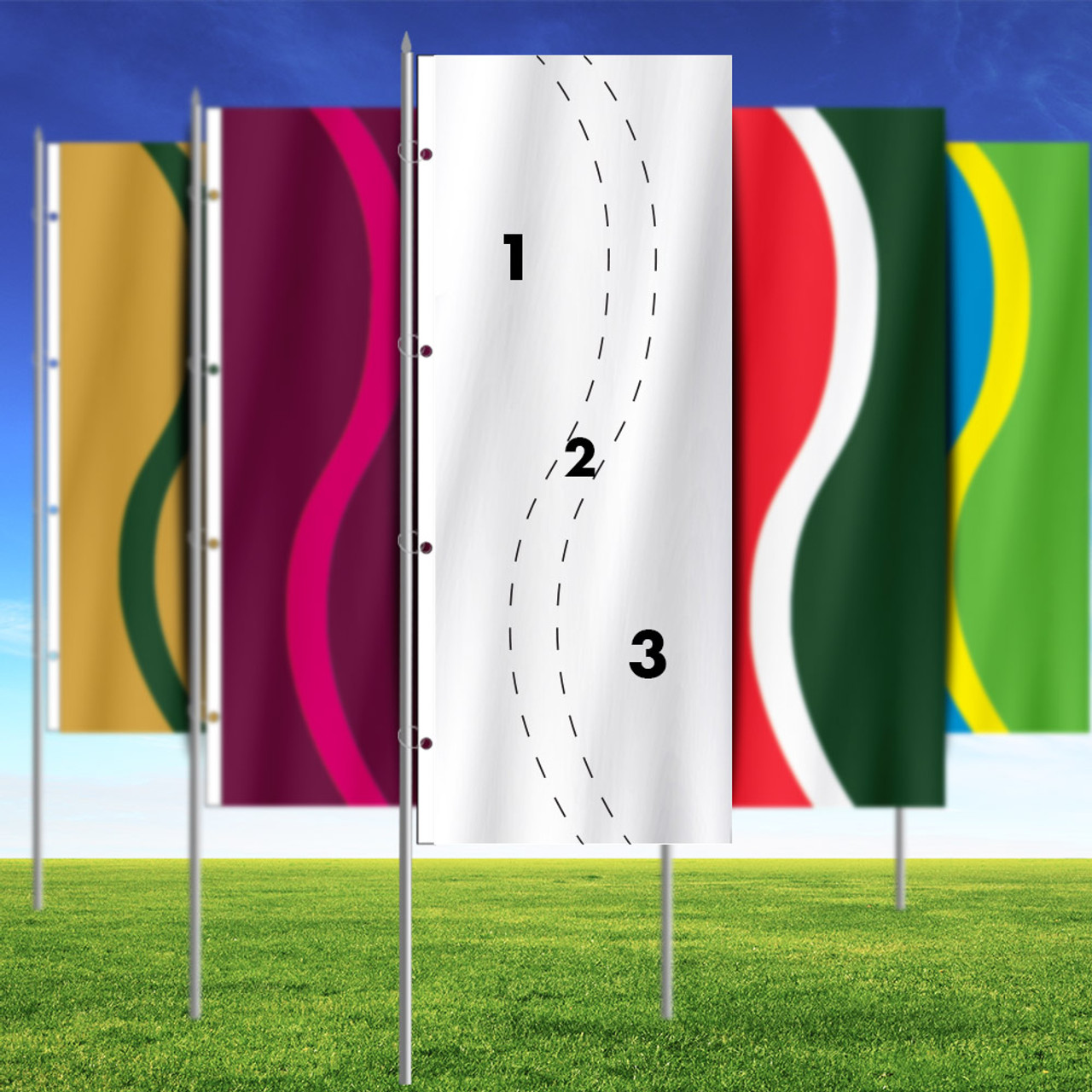 3' x 8' Custom 3 Color Squiggle Vertical Flag