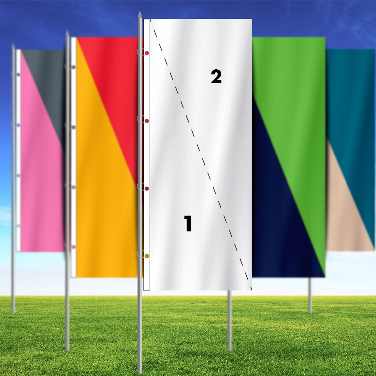 3' x 8' Custom Color Diagonal Vertical Flag