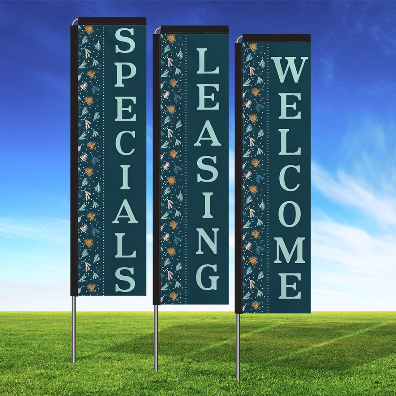 Teal Tidings Rectangle Flag Kit