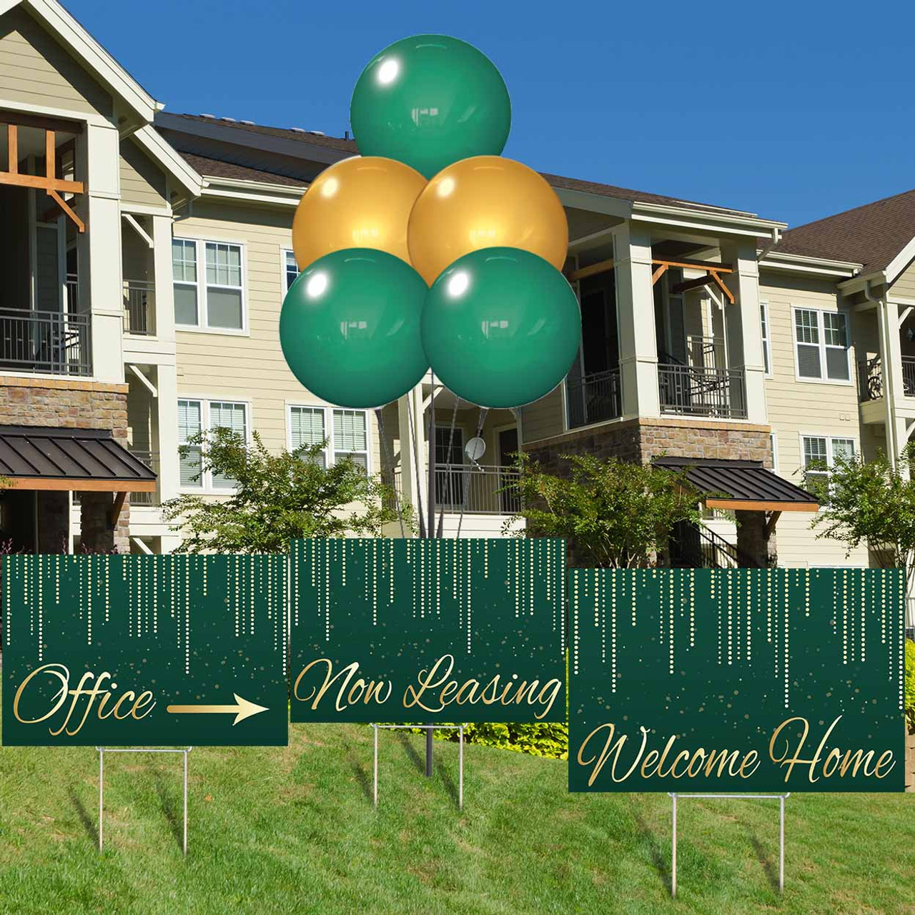 Luxe Evergreen - Reusable Balloon Cluster and Yard Sign Marketing Bundle