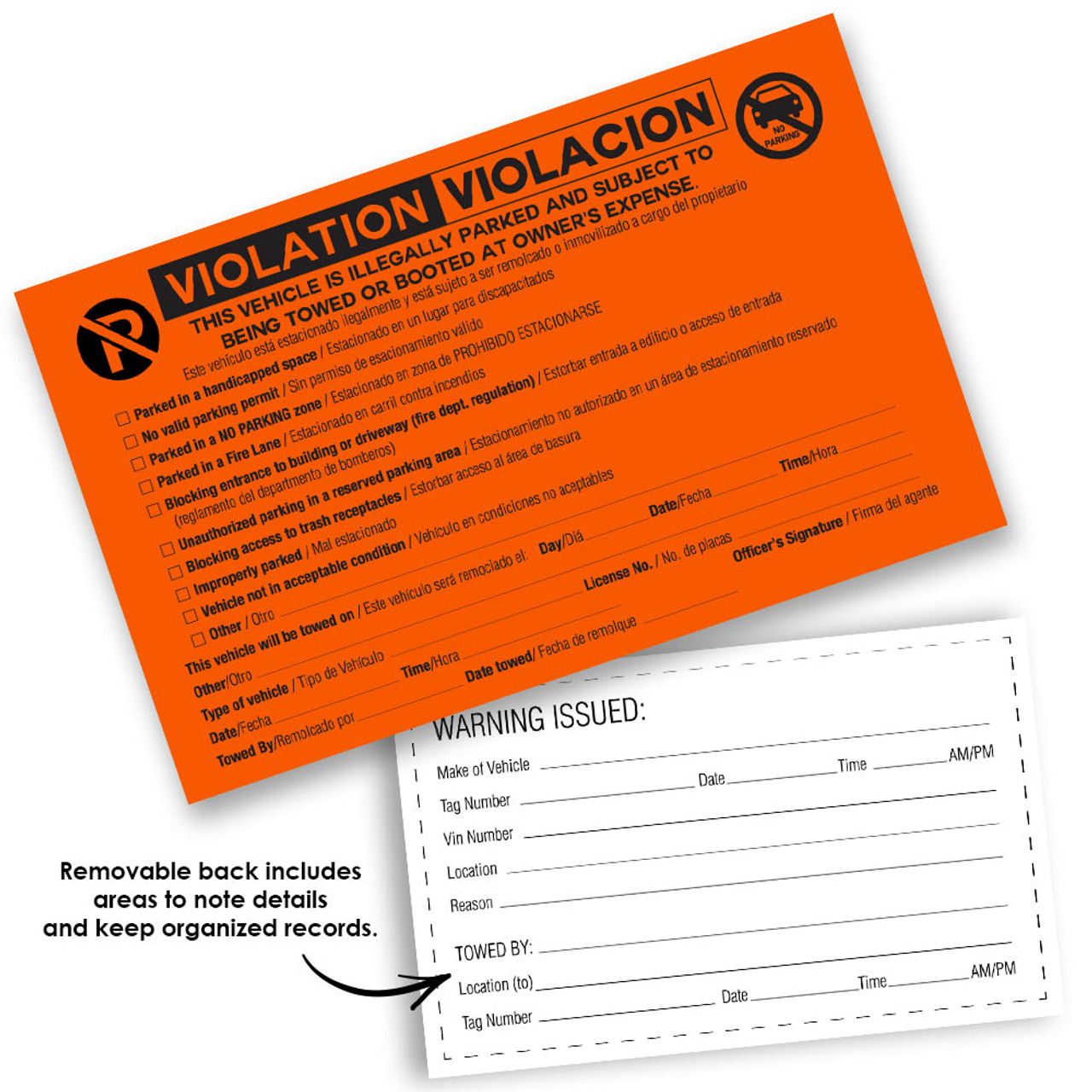 Parking Violation Stickers - Bilingual Violation Checklist