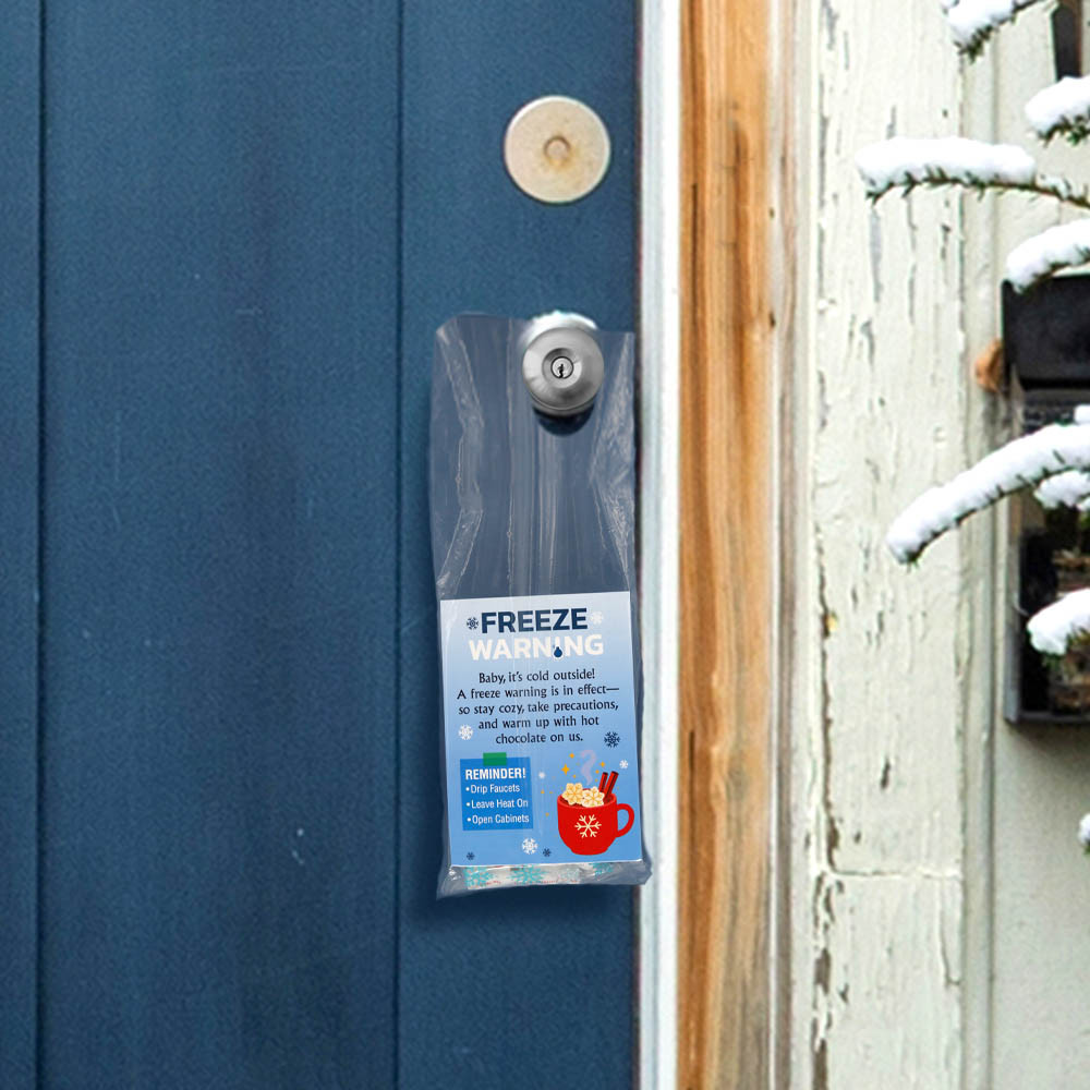 Freeze Warning Hot Cocoa Door Hanger Gift