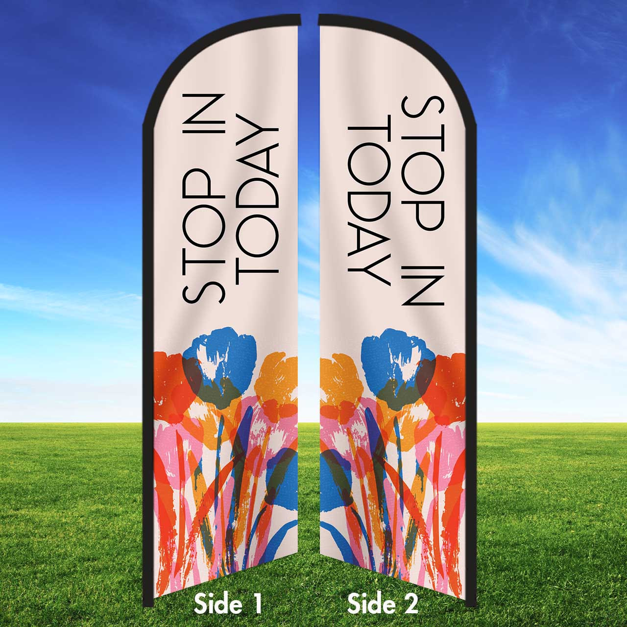 Bright Flowers- Double Sided Feather Flag Kit