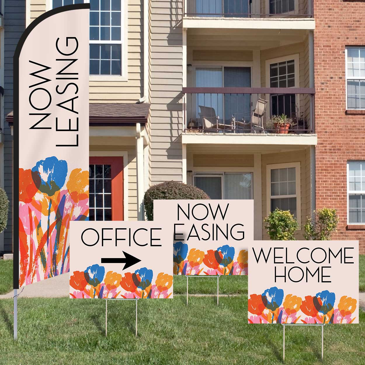 Bright Flowers- Feather Flag and Yard Sign Marketing Bundle