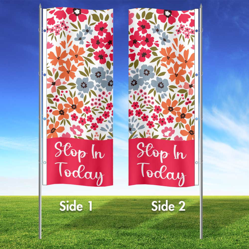 Petal Pop- 3x8 Vertical Wave Flag Double Sided