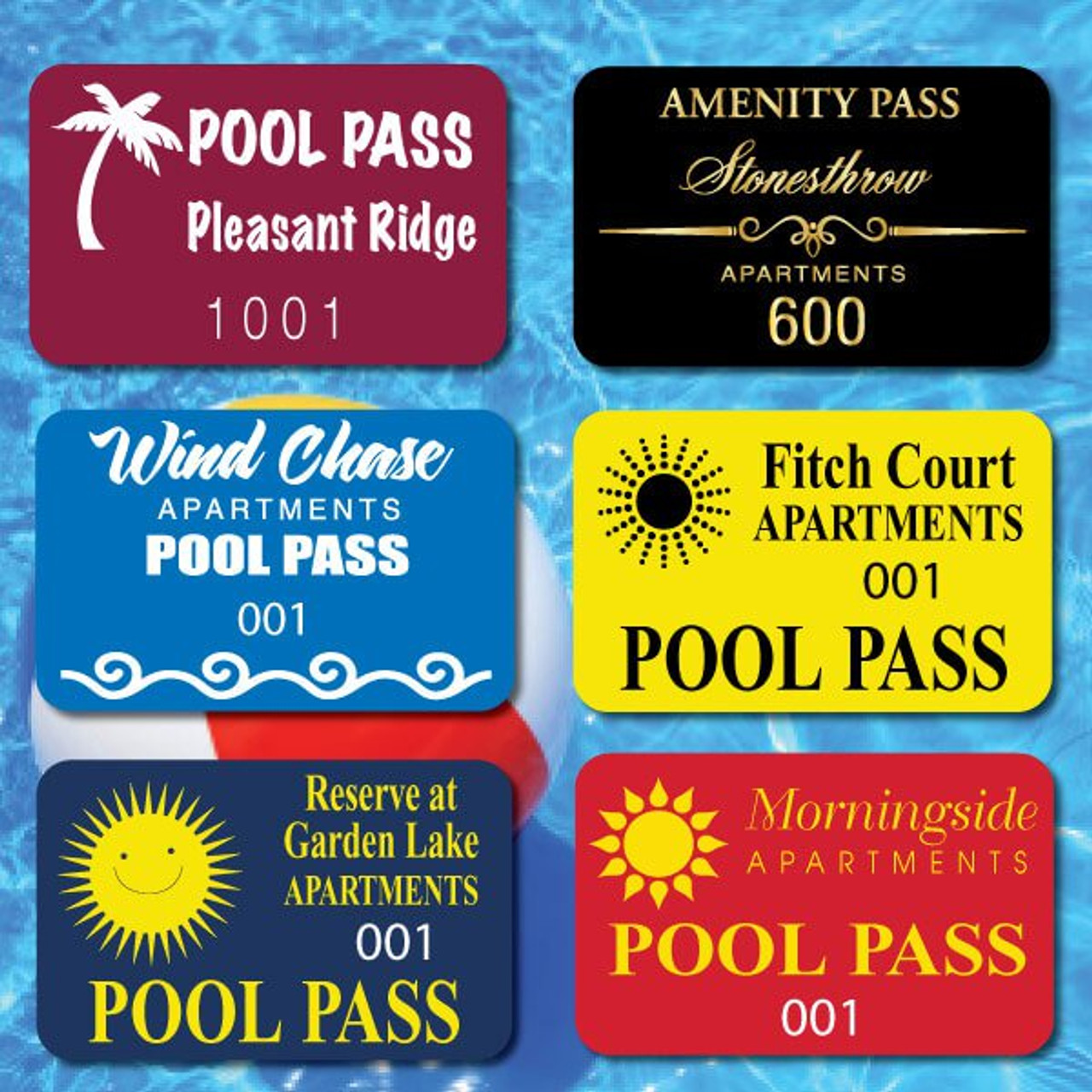 Custom Card  Pool Pass w/ Numbering