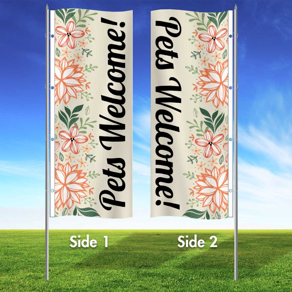 Fresh Flowers- 3x8 Vertical Wave Flag Double Sided