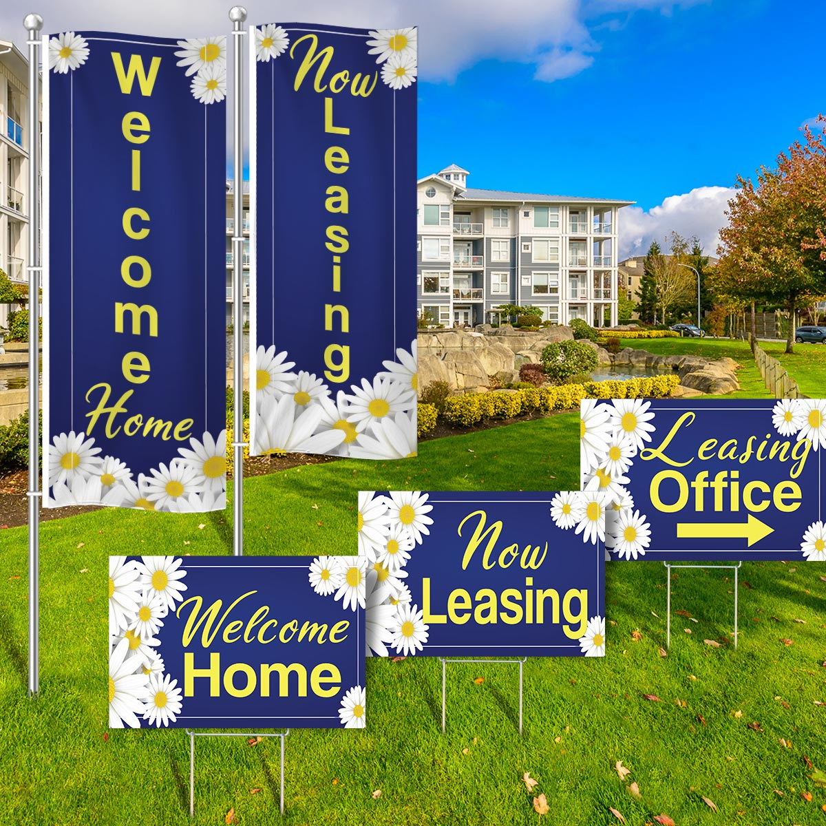 Daisy Flowers - Vertical Flag and Yard Sign Marketing Bundle