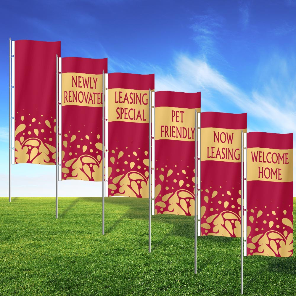 Berry Aura- 3x8 Vertical Wave Flag Double Sided