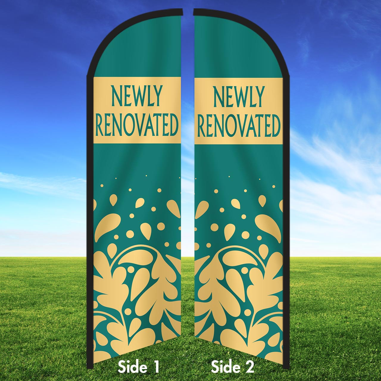 Teal Aura- Double Sided Feather Flag Kit