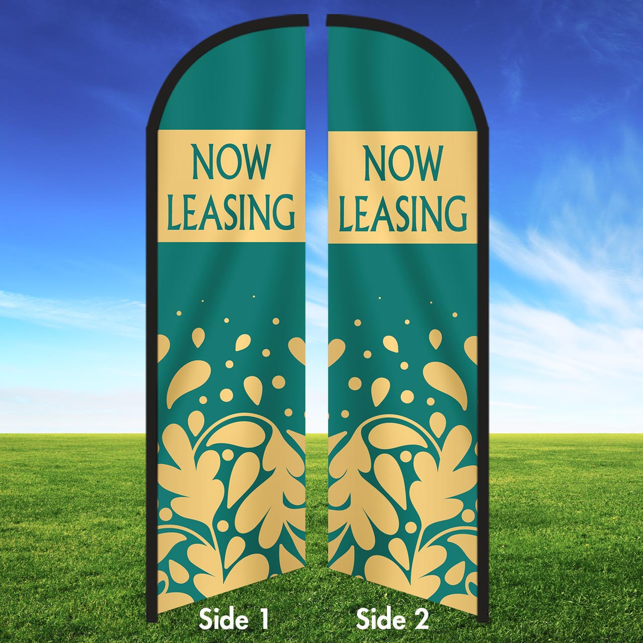 Teal Aura- Double Sided Feather Flag Kit