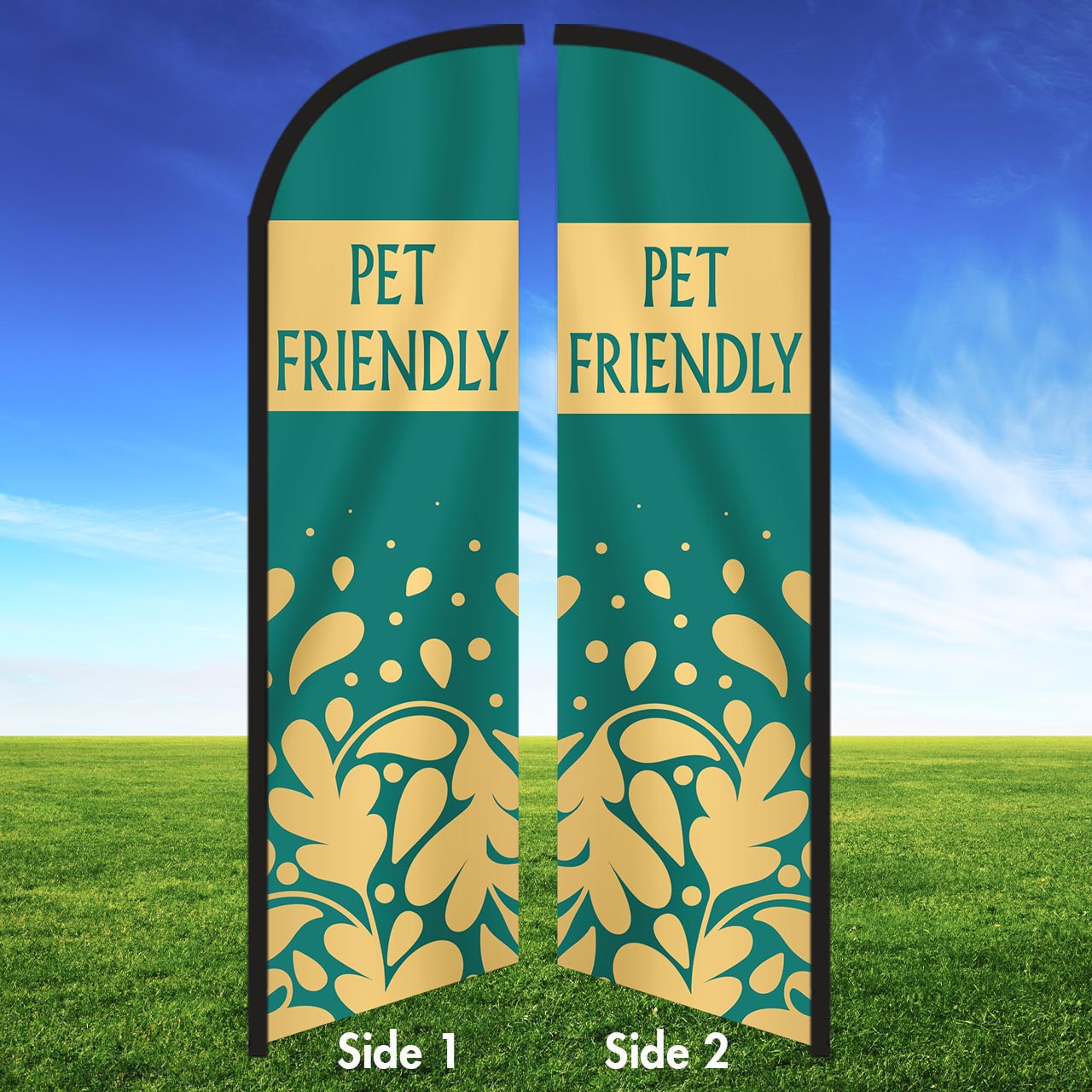 Teal Aura- Double Sided Feather Flag Kit