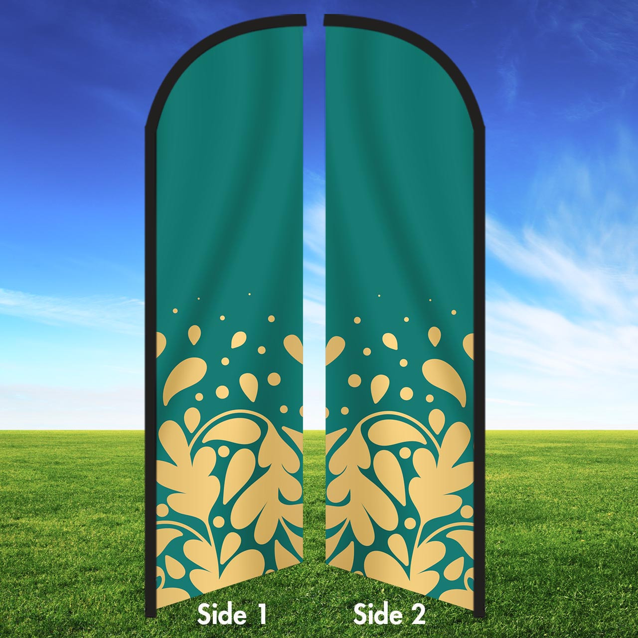 Teal Aura- Double Sided Feather Flag Kit