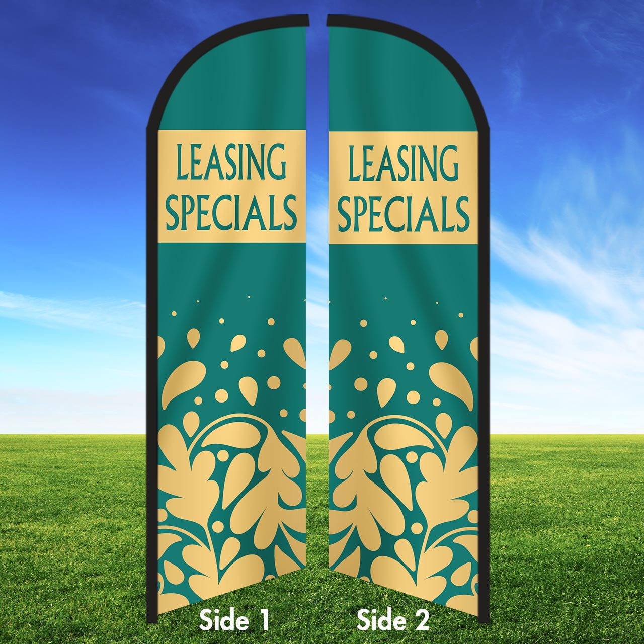 Teal Aura- Double Sided Feather Flag Kit