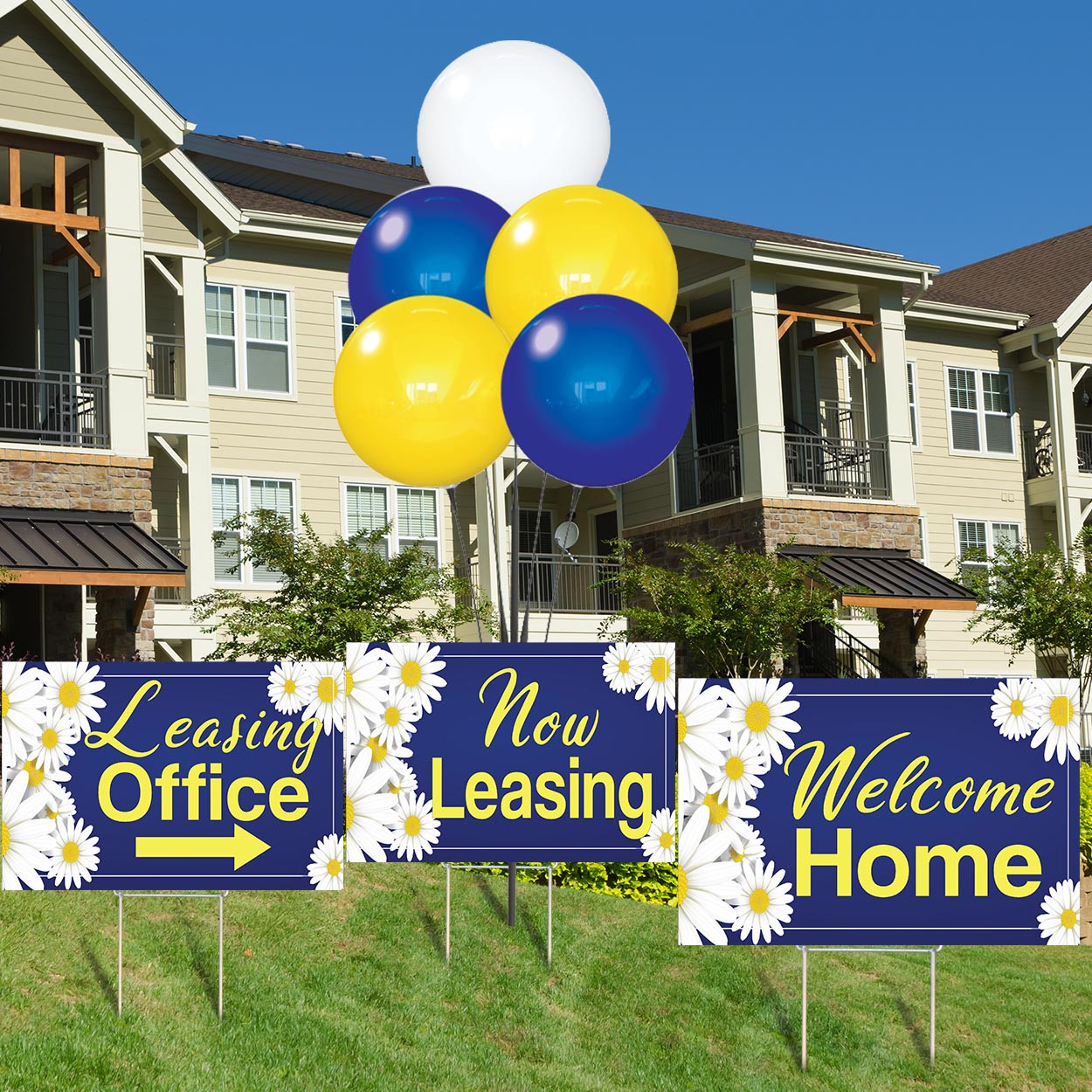 Daisy Flowers - Reusable Balloon Cluster and Yard Sign Marketing Bundle