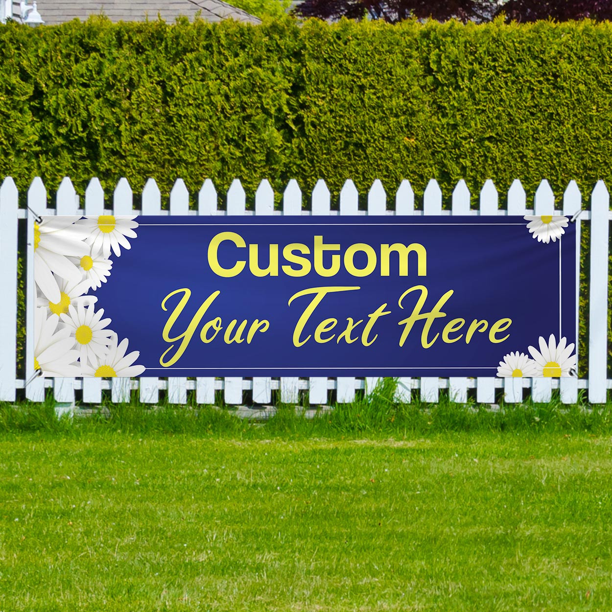 Daisy Flowers Theme - 3x10 Banner Outdoor Heavy Duty Vinyl