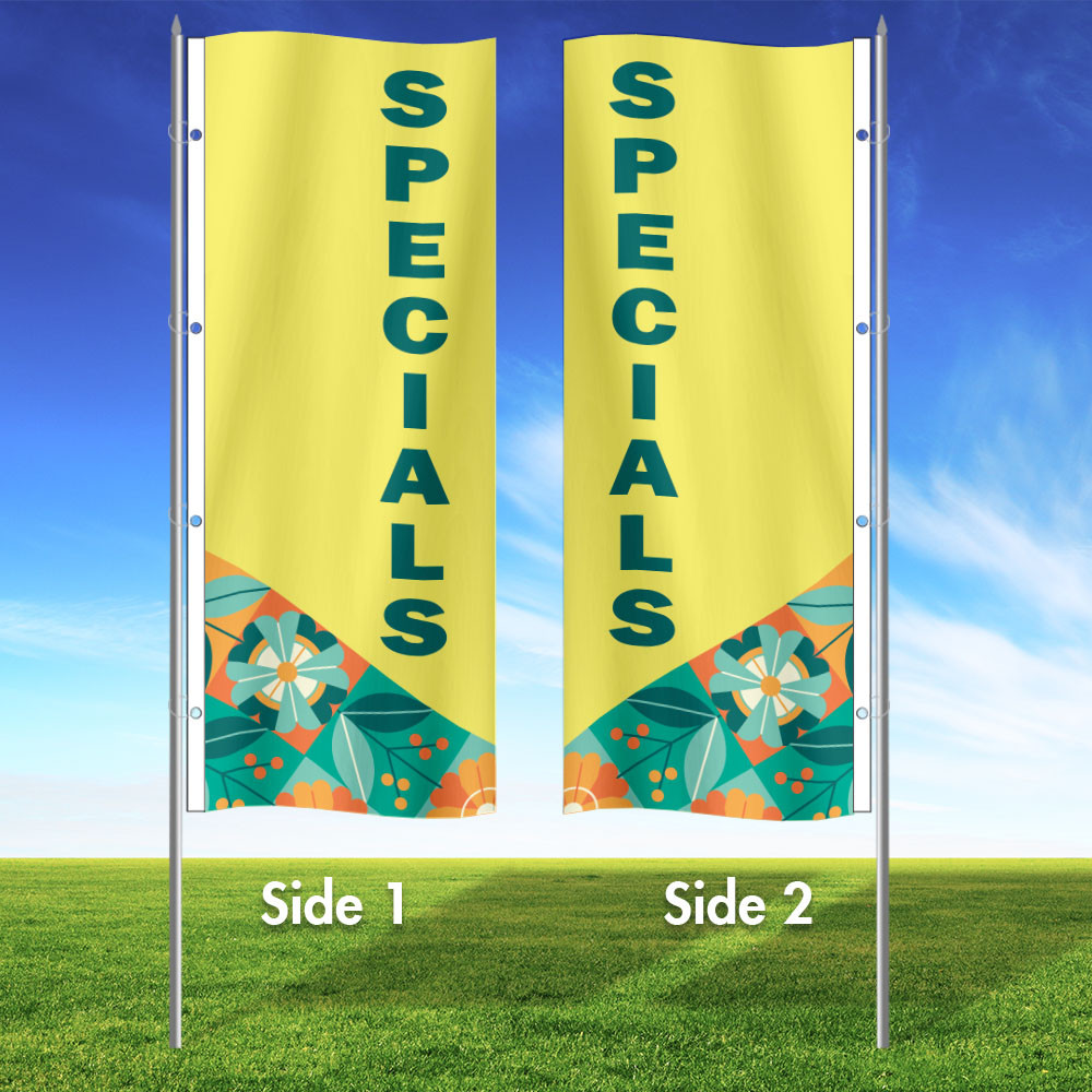 Sunshine Garden- 3x8 Vertical Wave Flag Double Sided