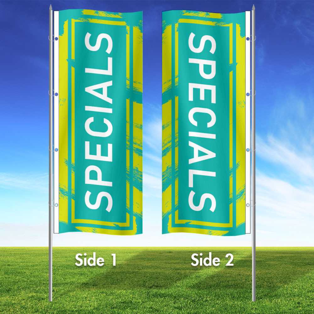 Lime Lagoon- 3x8 Vertical Wave Flag Double Sided