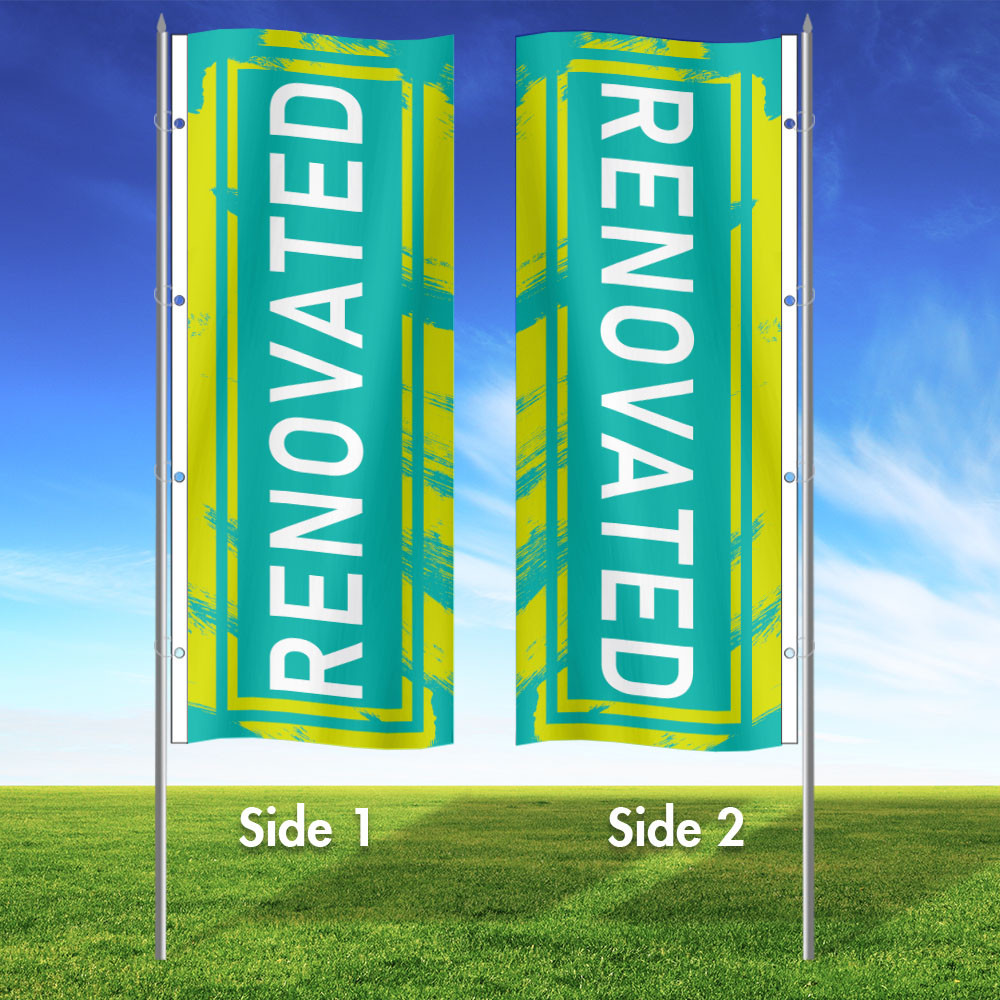 Lime Lagoon- 3x8 Vertical Wave Flag Double Sided