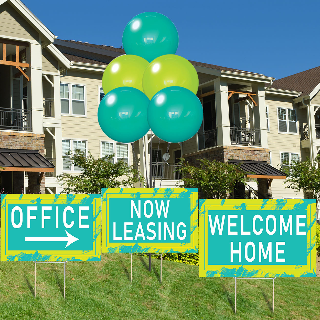Lime Lagoon - Reusable Balloon Cluster and Yard Sign Marketing Bundle