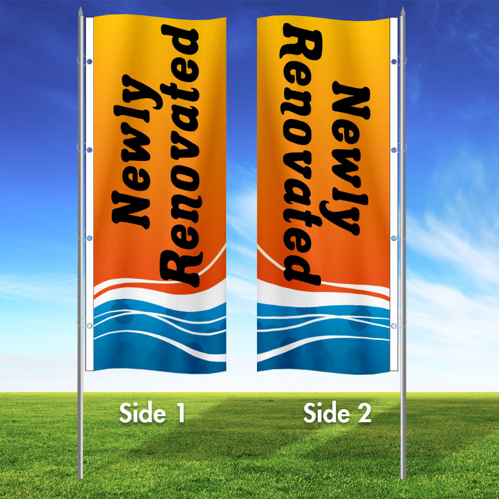 Tangerine Tide- 3x8 Vertical Wave Flag Double Sided