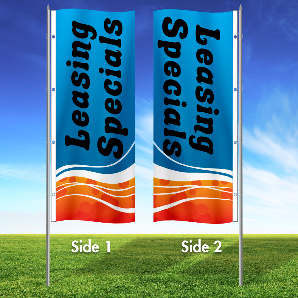 Tangerine Tide- 3x8 Vertical Wave Flag Double Sided