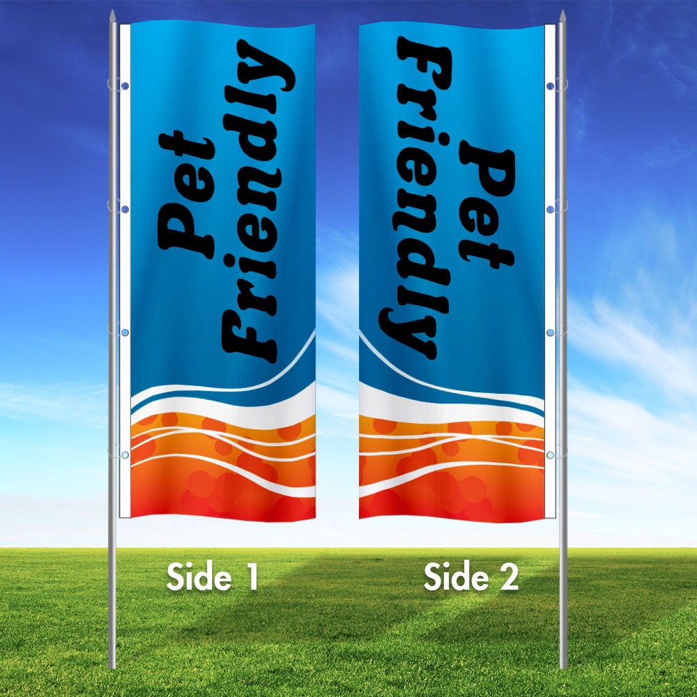 Tangerine Tide- 3x8 Vertical Wave Flag Double Sided