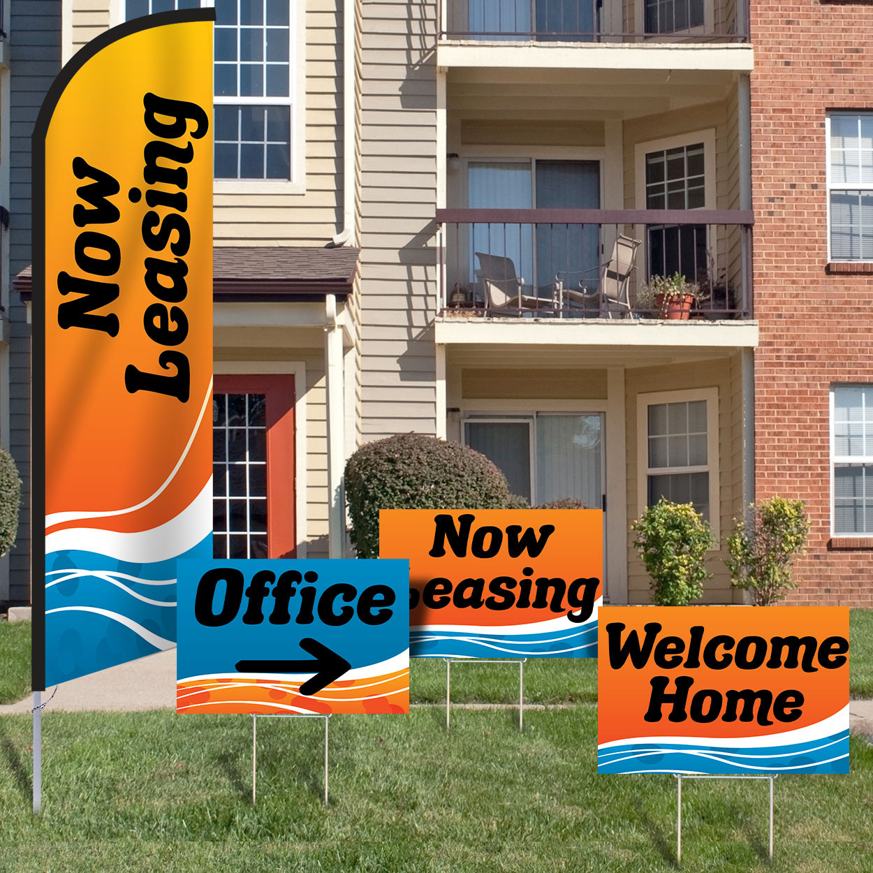 Tangerine Tide- Feather Flag and Yard Sign Marketing Bundle