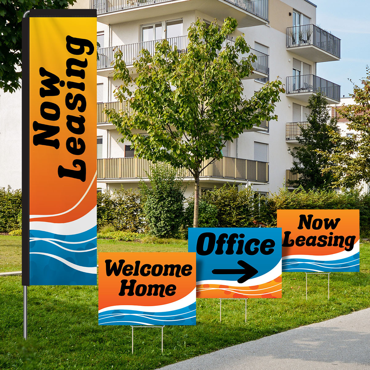 Tangerine Tide - Rectangle Flag and Yard Sign Marketing Bundle