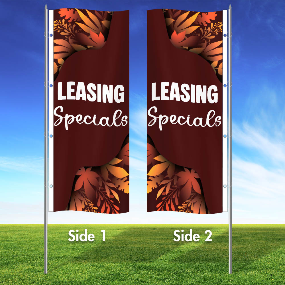 Auburn Ember- 3x8 Vertical Wave Flag Double Sided