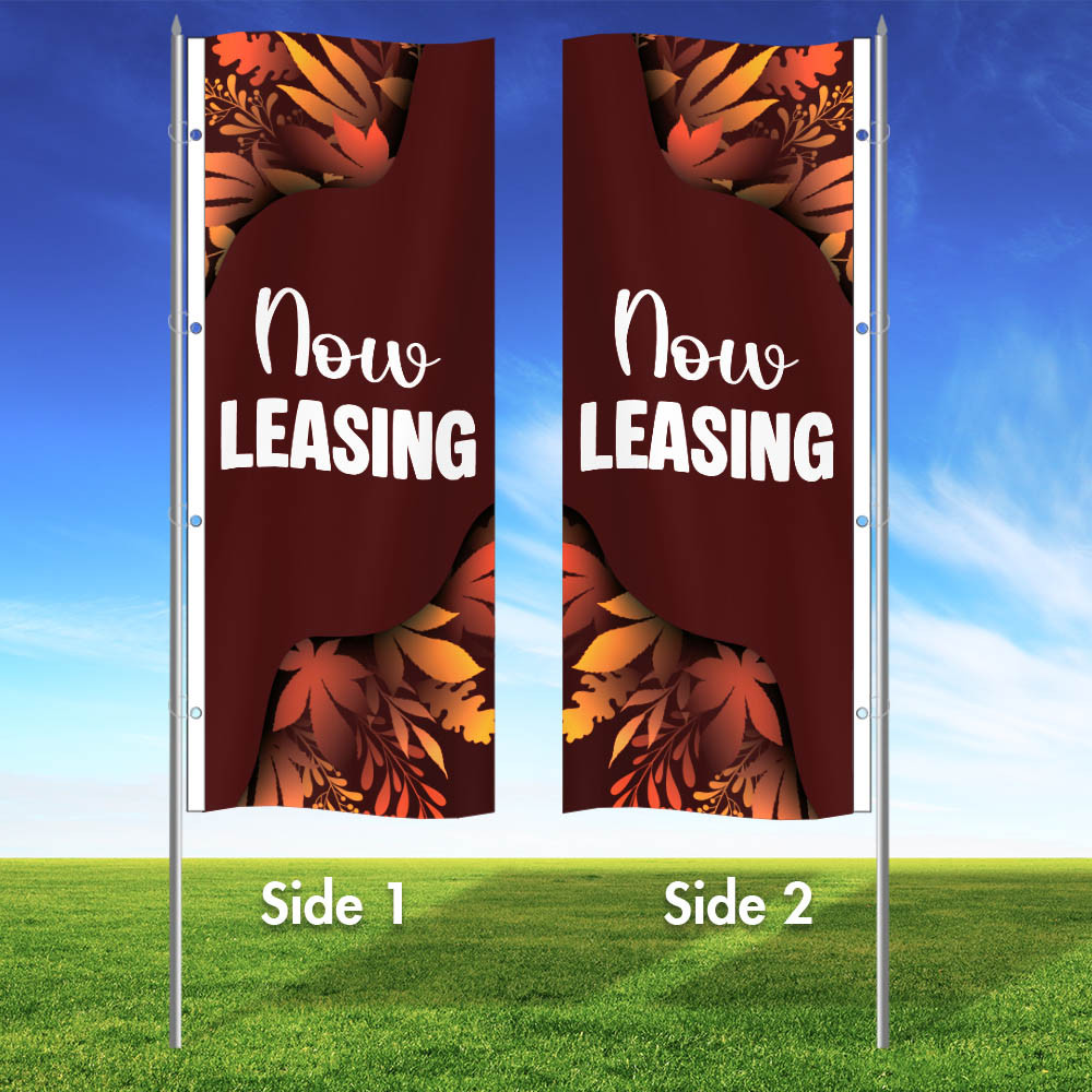 Auburn Ember- 3x8 Vertical Wave Flag Double Sided