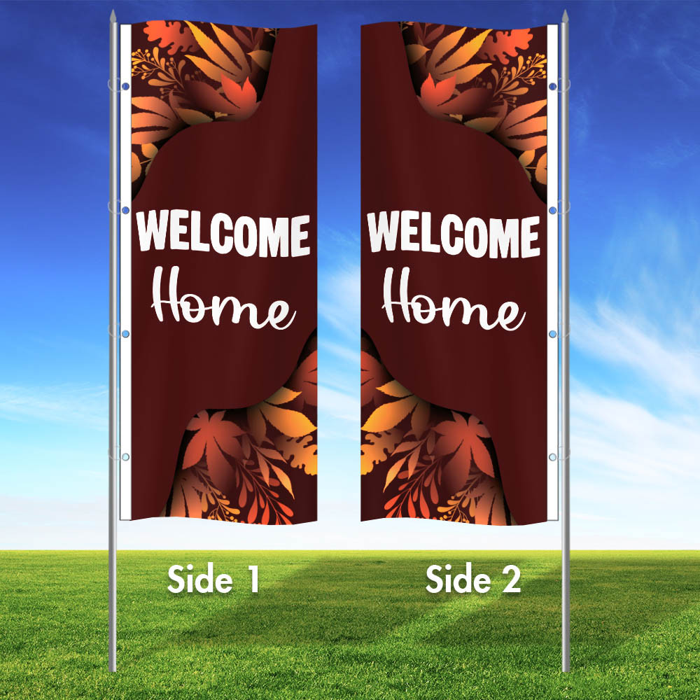 Auburn Ember- 3x8 Vertical Wave Flag Double Sided
