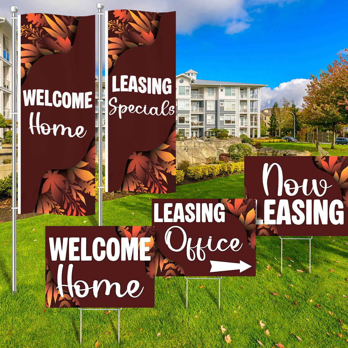 Auburn Ember - Vertical Flag and Yard Sign Marketing Bundle