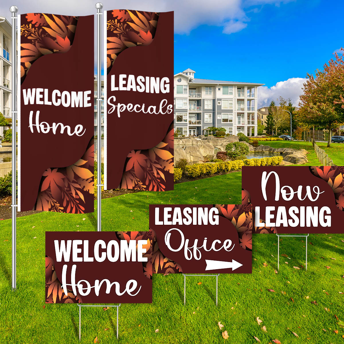 Auburn Ember - Vertical Flag and Yard Sign Marketing Bundle