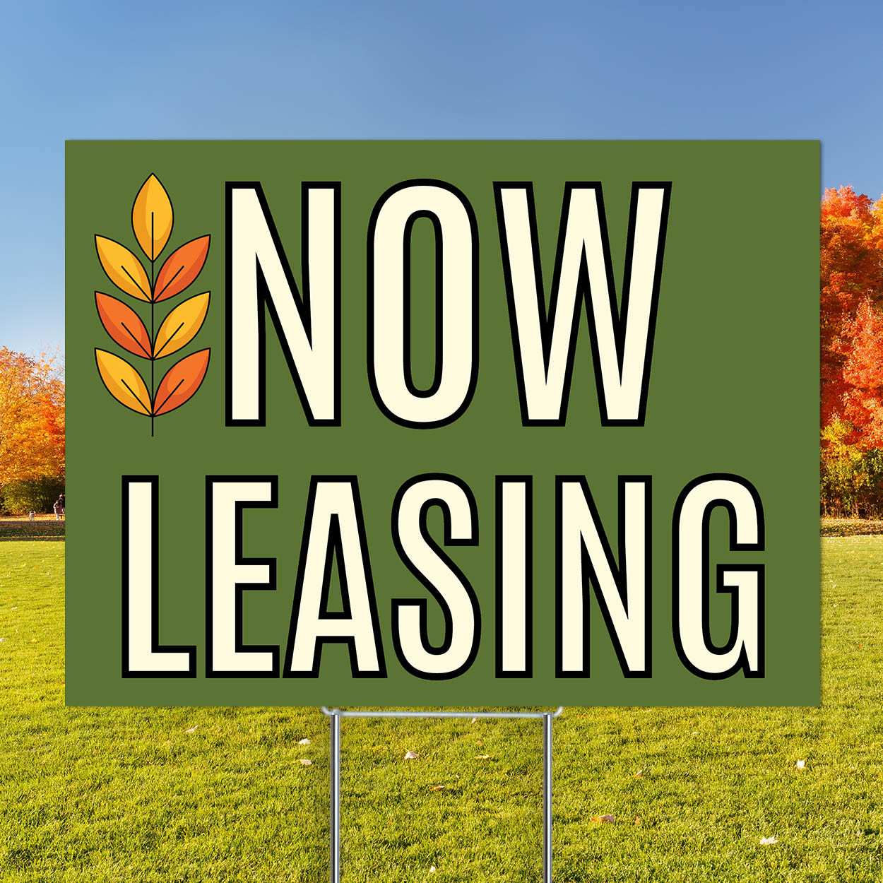 Golden Leaves - Vertical Flag and Yard Sign Marketing Bundle
