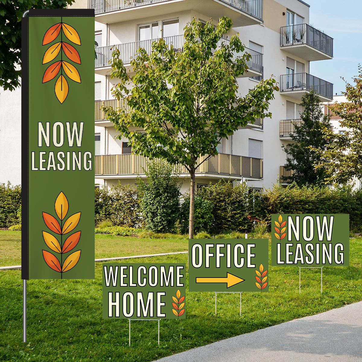 Golden Leaves - Rectangle Flag and Yard Sign Marketing Bundle