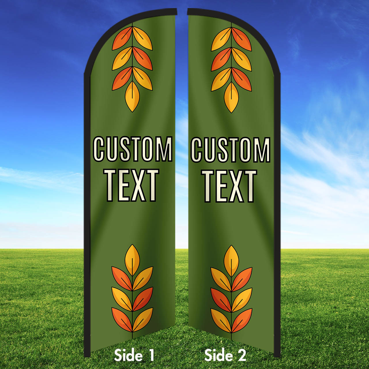 Golden Leaves Custom Feather Flag