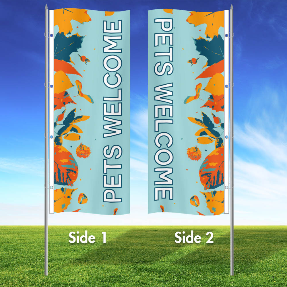 Hello Autumn- 3x8 Vertical Wave Flag Double Sided