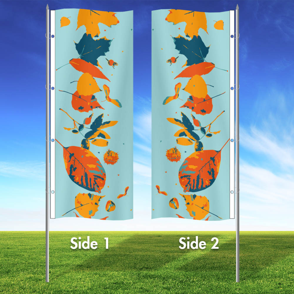 Hello Autumn- 3x8 Vertical Wave Flag Double Sided