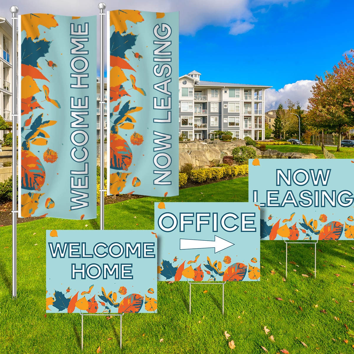 Hello Autumn - Vertical Flag and Yard Sign Marketing Bundle