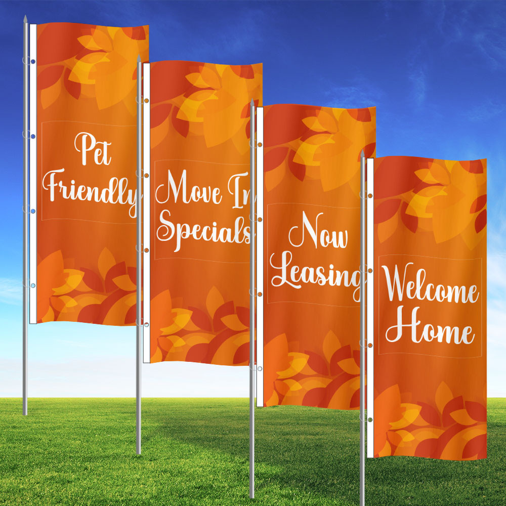 Rustic Autumn -  3x8 Vertical Wave Flag Double Sided