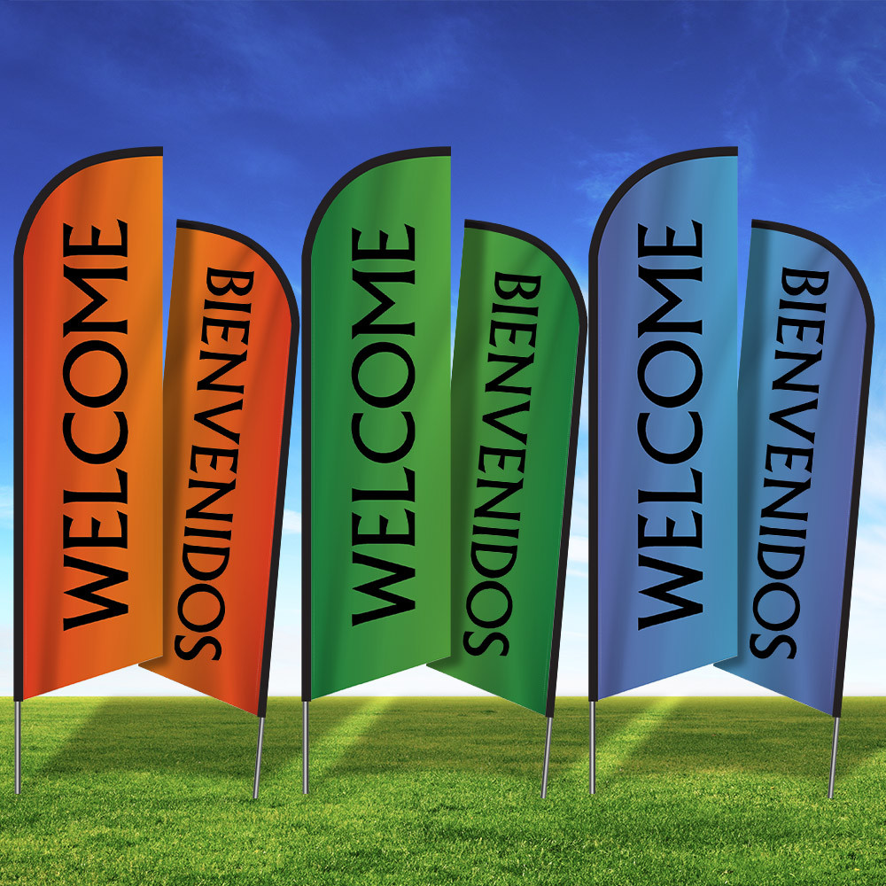 Dual Delight Bilingual Double Sided Feather Flag Kit- Select Your Color!