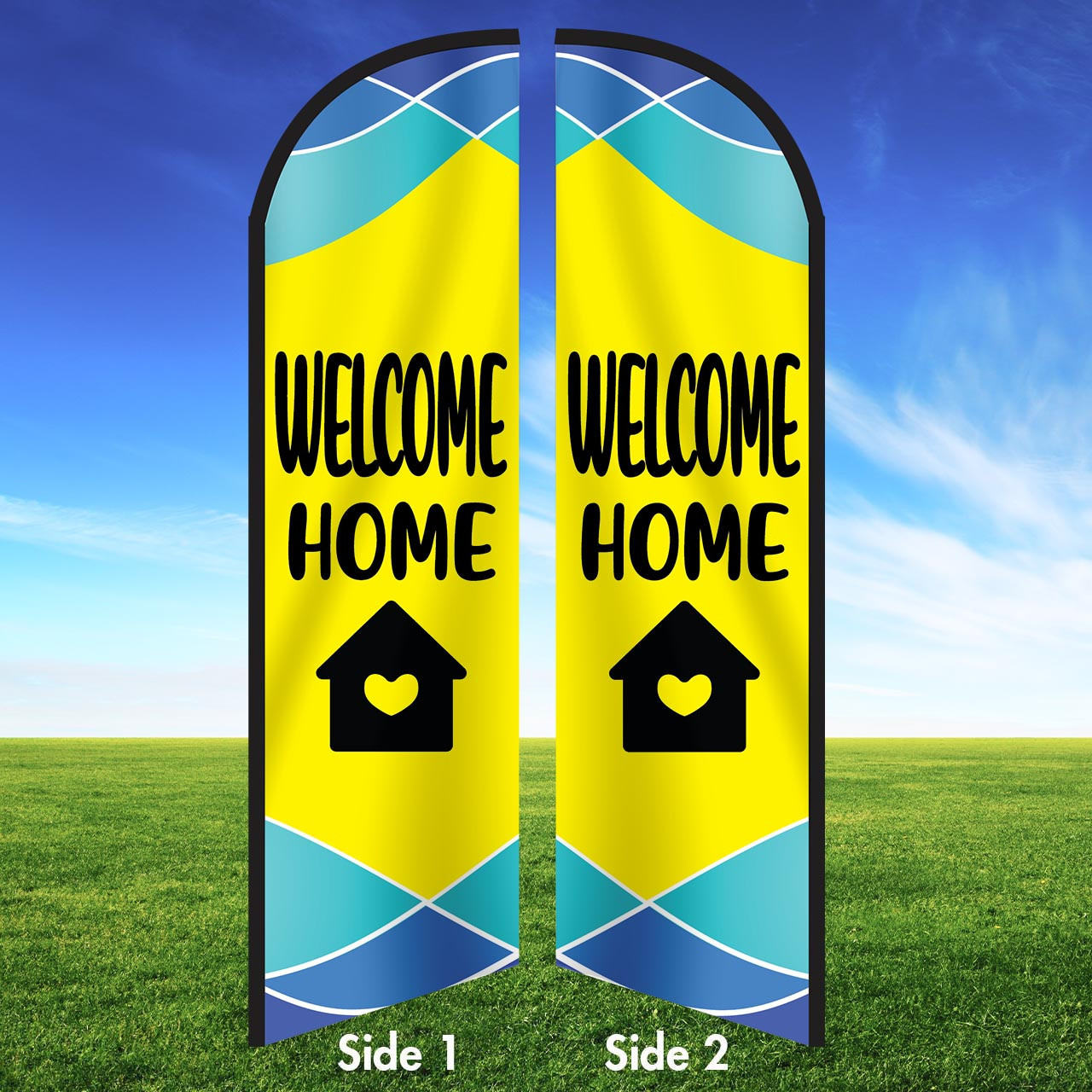 Heart Home - Welcome Home - Double Sided Feather Flag Kit