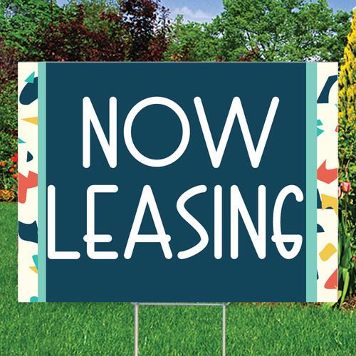Confetti Coroplast Signs - NOW LEASING