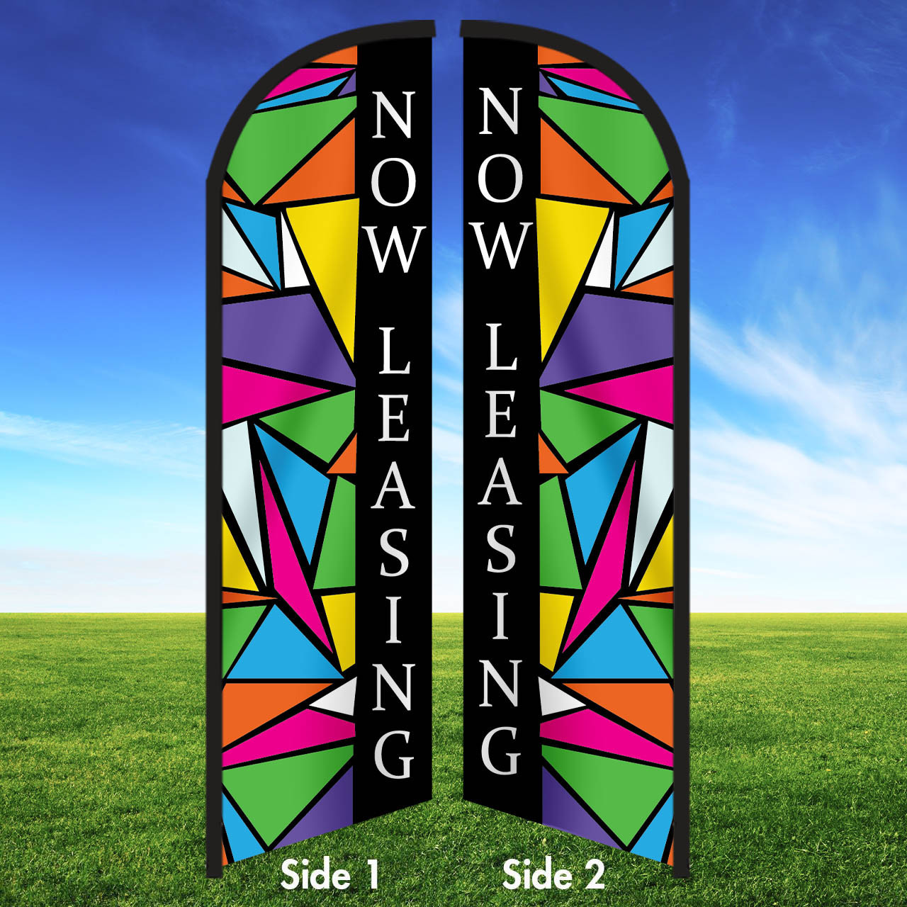 Colorful Stained Glass -NL  Double Sided Feather Flag Kit