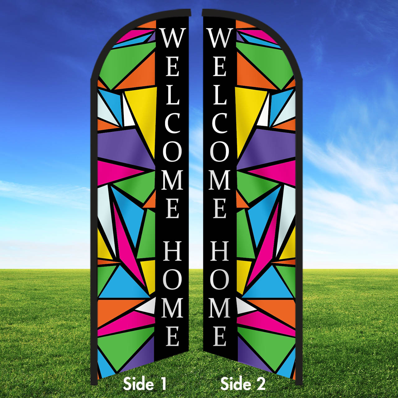 Colorful Stained Glass - WH Double Sided Feather Flag Kit