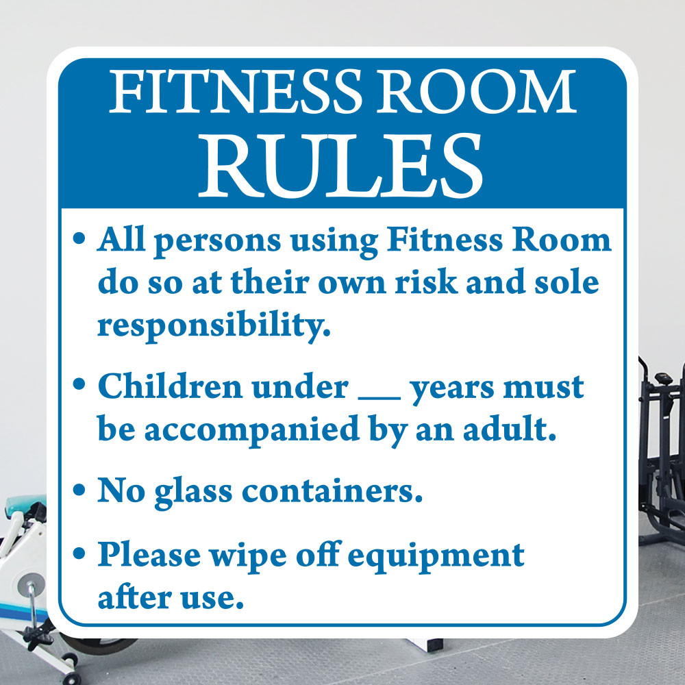 Fitness Room Rules- 12" x 12" Styrene Sign