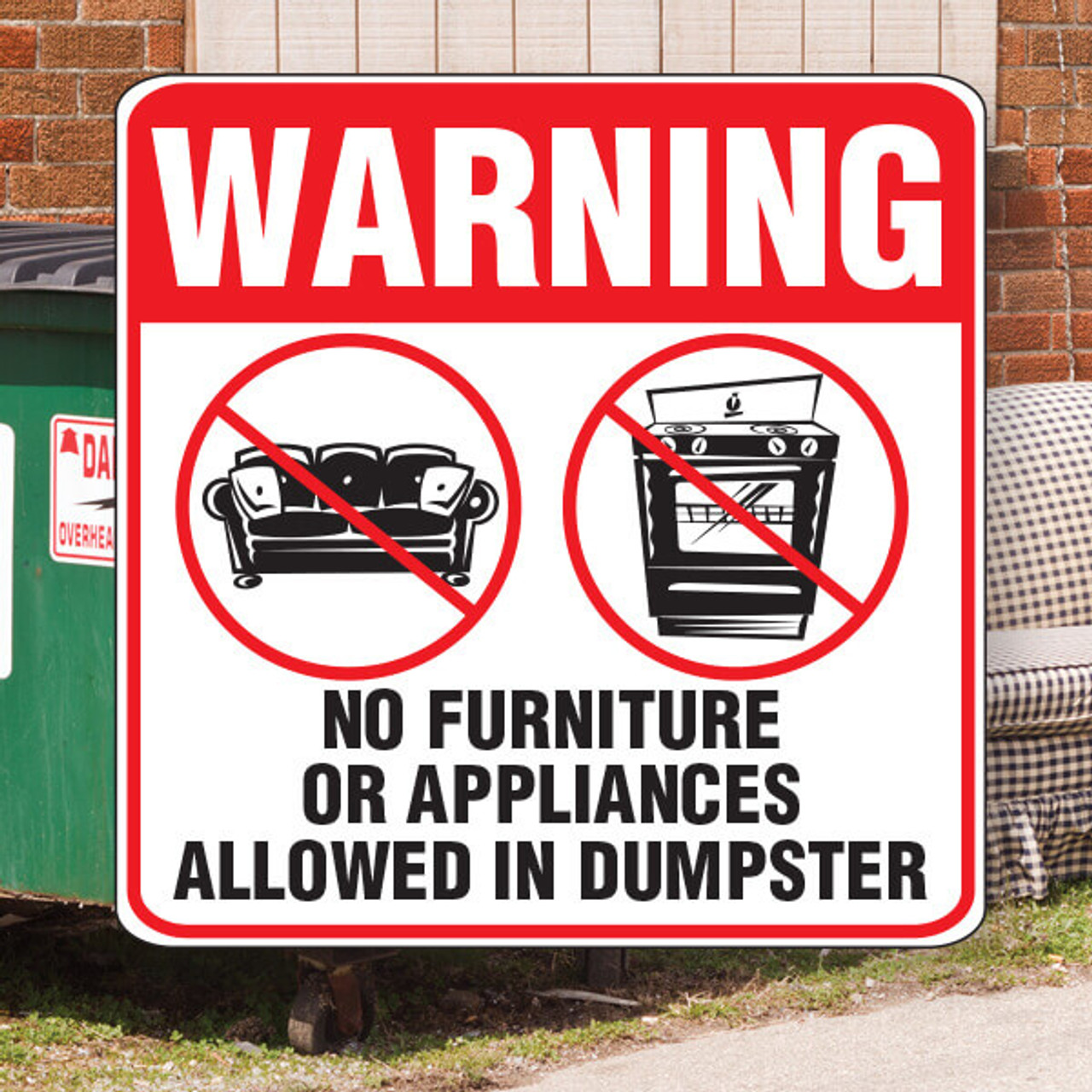 furniture no dumping allowed sign