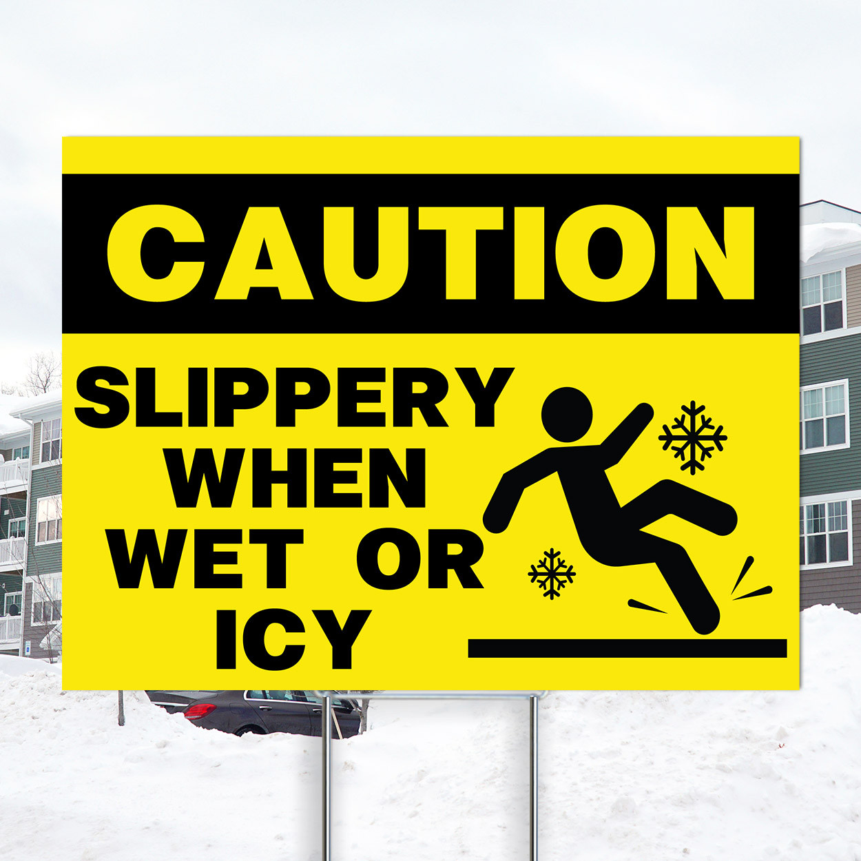 Ice Warning Caution Yellow Coroplast Yard Signs